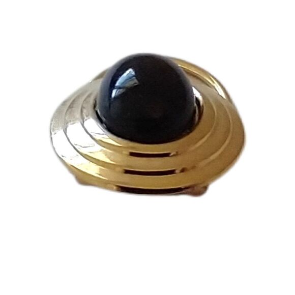 Vintage Scarf Clip Pin Black Acrylic Stone Gold Tone 80s 90s Retro MCM - Picture 6 of 14